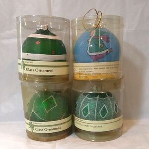 Christmas House Hand-Painted Glass Ornaments Set Of 4